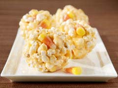Candy Corn Popcorn Balls recipe