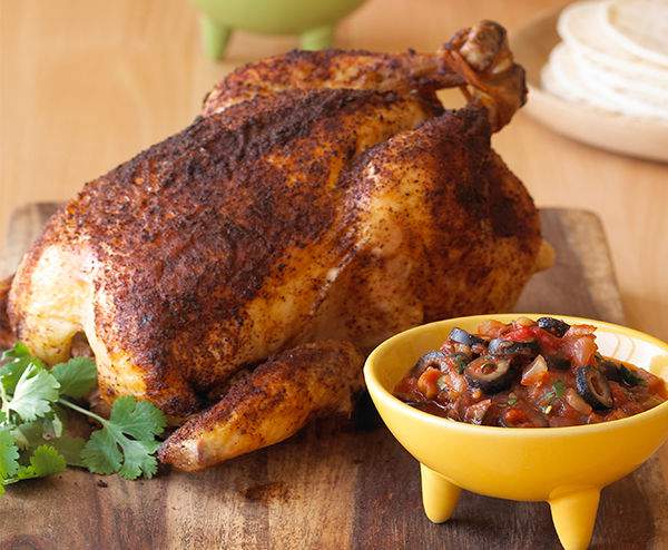 Mexican Roast Chicken with Olive Salsa