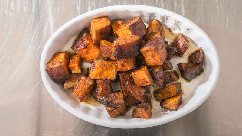 Oven Roasted Sweet Potato Cubes recipe