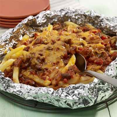 Grilled Chili Cheese Fries Foil Packet
