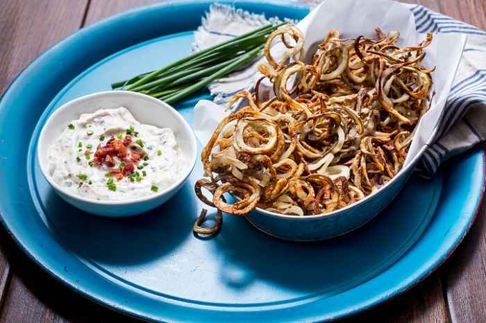 Curly Fries with Bacon Chive Dip recipe
