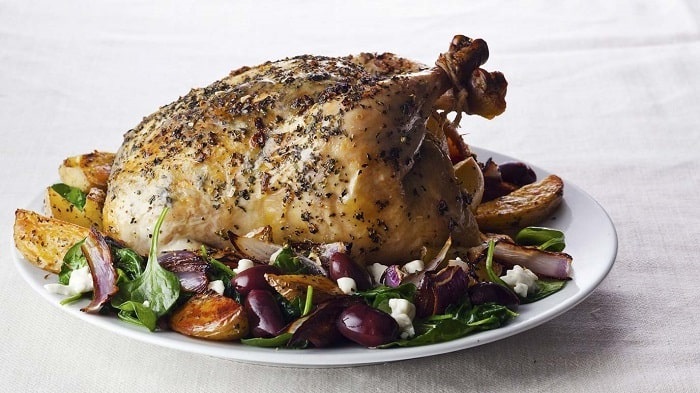Roast Chicken with Potatoes, Olives and Greek Seasoning recipe