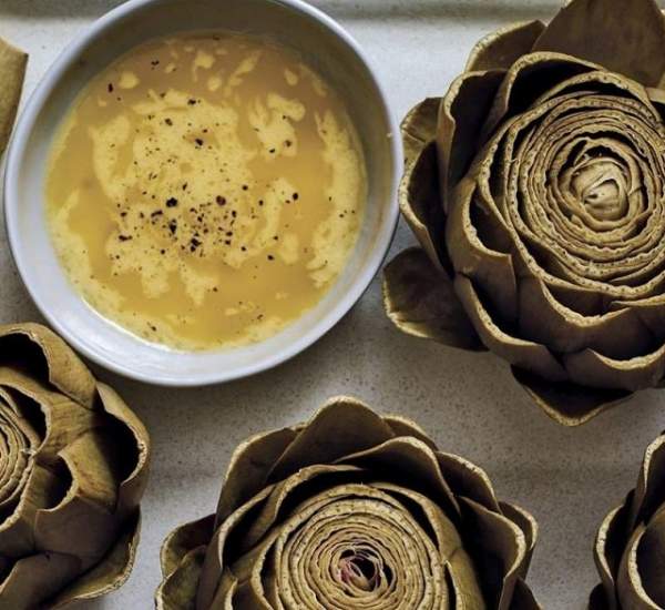 Artichokes with Roasted Garlic Butter